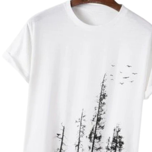 Men's Short Sleeve O-Neck T-<b>Shirt</b> White <b>100</b>% <b>Polyester</b> Jersey Casual Regular Fit Breathable Digital Print Washed Quick Dry - Product Image 2