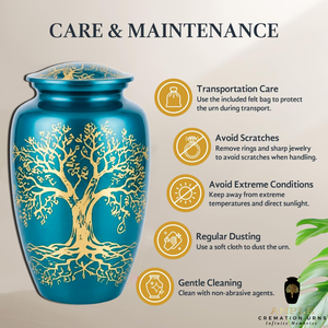 Urna Funeraria para Cenizas de Adultos, Diseño Árbol de la Vida, Estilo Europeo, Ecológica, Duradera, Decoración Conmemorativa - Product Image 5