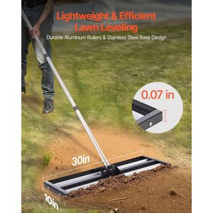 Rullo Livellatore per Prato in Acciaio Inossidabile Rinforzato da 30'' x 10'' con Manico Regolabile da 83,9'' - Rullo Livellatore Stradale per Livellamento del Prato - Product Image 1