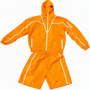 Custom Screen Printing Windbreaker Jacket & Shorts Set100% Polyester Hooded Windbreaker Shorts <b>Set</b> For Wholesale - Product Image 1