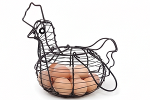 Hen's <b>Egg</b> <b>Basket</b> In Iron With Rustic Finished Ideal For Stylish Storage And Organizing In the Kitchen Or Pantry Use - Product Image 3