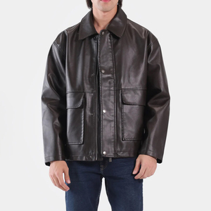 Chaqueta de Cuero Clásica para Hombre, Color Marrón, Cálida, Estilo Vintage, Bolsillos con Solapa, Diseño Atemporal, Ropa Urbana de Moda, Venta al Por Mayor, Alta Calidad - Product Image 6