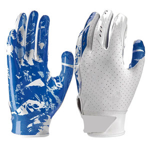 American Football Gloves Leather Full Finger Durable Training Gloves Strong Grip Non-Slip <b>Hook</b> Loop Closure for Match Practice - Product Image 1