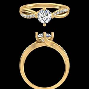Anillo de Compromiso Solitario de Oro Amarillo de 14k con Diamante Cultivado en Laboratorio, Corte Brillante Redondo, Banda de Boda con Pavé, Joyería Fina para Mujer - Product Image 3