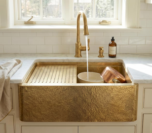 Premium Brass <b>Kitchen</b> <b>Sink</b> Modern Design Durable Hammered Metal Texture Customizable for Everyday Heavy Use - Product Image 4