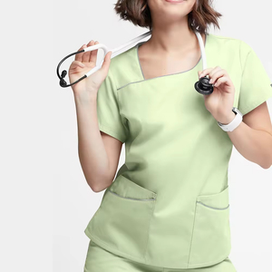 Tenues médicales professionnelles à col en V pour hommes et femmes, uniformes d'hôpital avec deux poches sur le devant, ensembles de blouses d'infirmière, séchage rapide, respirant - Product Image 4