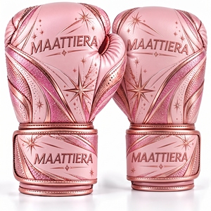 Custom Pink Boxing Training Gloves With Metallic Rose Gold Detail Starburst Print Breathable Mesh OEM Wholesale Supplier - Product Image 1