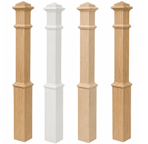 ใหม่กล่องไม้โอ๊คสีแดงไม้เนื้อแข็ง4191P newel 55นิ้วหมวกแก๊ปแบนพีระมิดเปลี่ยนได้รวมชิ้นส่วนบันไดพรีเมี่ยม - Product Image 1