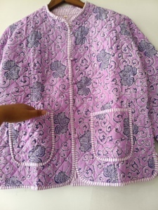 <b>Jacket</b>, Cotton <b>Quilted</b> Handmade Beaurifull Floral <b>Jacket</b> Reversible Strip <b>Quilted</b> Cotton <b>Jacket</b> Party Wear - Product Image 6