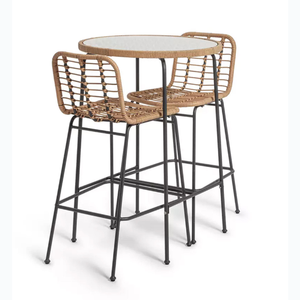 Taburete de Bar de Ratán con Asiento de Mimbre Tejido a Mano y Estructura de Hierro para Decoración de Muebles de Bar en el Hogar - Product Image 1