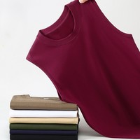 T-shirt décontracté sans manches, couleur unie, respirant, été, broderie personnalisée avec logo, prix usine Chine Bangladesh.