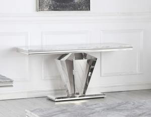 Table de canapé moderne de luxe en fer, design géométrique sur piédestal, combinaison pour entrée et salon - Product Image 2
