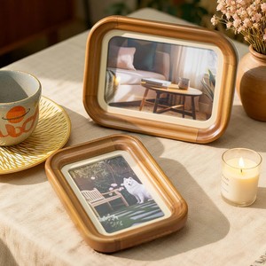 Cadre photo rustique en bois de noyer à coins arrondis pour montage mural et présentation sur table, décoration de ferme, vente en gros - Product Image 2
