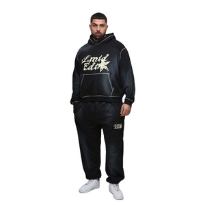 Ropa de calle de gran tamaño con logotipo personalizado para hombre, chándal con capucha y cremallera para hombre, chándal con estampado de logotipo personalizado, chándal para correr - Product Image 1