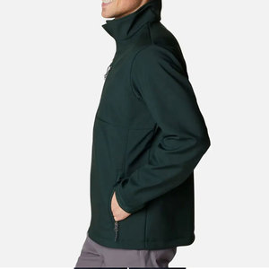 Chaqueta de Forro Polar Verde Oscuro para Hombre, Cuello Alto, Cierre de Cremallera, Resistente al Viento, Informal, para Otoño, Corte Regular, Material de Poliéster - Product Image 3