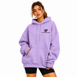 Sweat-shirts pour femmes de haute qualité avec logo personnalisé, 330 g, 100 % coton, molleton épais, couleur unie, taille grande, surdimensionné - Product Image 2