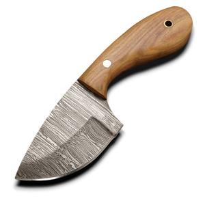 Cuchillo utilitario EDC multiusos de 6 pulgadas de acero de Damasco de alta calidad, mango de madera de olivo, hoja fija de punta caída, para bricolaje y OEM - Product Image 1