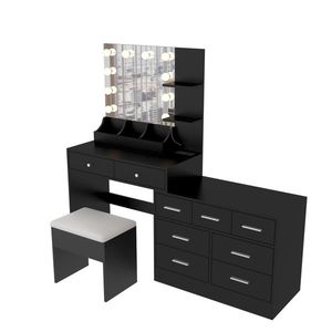 Large LED Light Vanity Desk with 10 Bulbs Makeup <b>Table</b> with Charging Station Elegant Vanity <b>Mirror</b> - Product Image 5