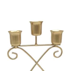 Candelabro de hierro fundido dorado de 3 brazos, elegante soporte para velas, perfecto para mesa de comedor, decoración de bodas y fiestas. - Product Image 6