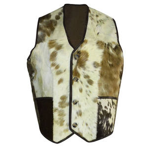 Gilet en cuir de vachette à poils, imperméable, coupe-vent, col en V, haute qualité, OEM personnalisé, pour l'hiver - Product Image 3