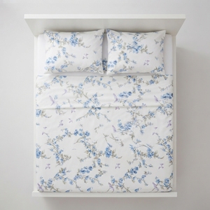 Parure de lit et 2 taies d'oreiller Ashley en coton imprimé classique avec motif floral bleu 150tc - Product Image 4