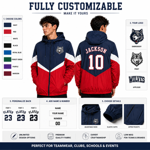 Chaqueta Cortavientos Personalizada para Hombre, con Logotipo Bordado de Wolfpack, Nombre y Número en la Espalda, con Capucha, Ropa de Equipo, Venta al Por Mayor, OEM - Product Image 5