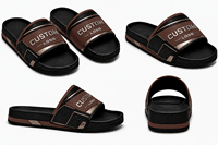 Claquettes pour hommes avec logo personnalisé, couleur unie, bout ouvert, été, dessus en EVA PU, coussinées, imperméables, légères
