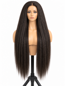 Perruque vietnamienne kinky en dentelle HD 13x6, cheveux Remy doublement étirés, longue, grande taille, densité 250%, teinture personnalisée, vente en gros - Product Image 2