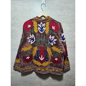 Chaqueta de Terciopelo Bordada a Mano con Cuello Mandarín, Estampado Floral, Manga Larga, Abrigo de Otoño para Mujer - Product Image 6