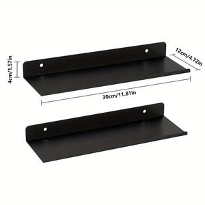 Black Modern Floating <b>Shelves</b> <b>Wall</b> Decor <b>Wall</b> <b>Mounted</b> Engineered Wood Durable Multifunction Storage <b>Shelf</b> Set 2-14 Living Room - Product Image 3