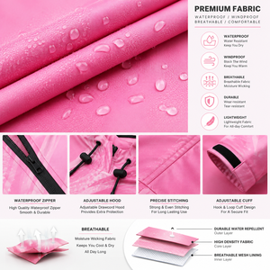 Veste de pluie imperméable à capuche longue rose personnalisée, coupe-vent, respirante, pour hommes et femmes, randonnée, pêche, camping, OEM - Product Image 5