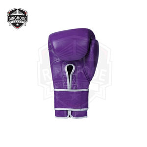 Gants d'entraînement de boxe personnalisés en cuir pleine fleur de vache pour le sparring, avec fermeture et doublure respirante en tissu, réduisant les chocs en arts martiaux - Product Image 2