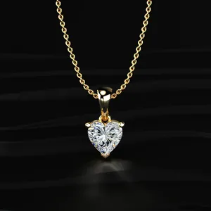 Pendentif solitaire en forme de cœur au design élégant, certifié IGI, couleur D-E, clarté VVS-VS, diamant CVD cultivé en laboratoire, or jaune. - Product Image 2