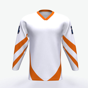 Maillot de hockey sur glace personnalisé pour homme, col en V, manches longues, motif géométrique, polyester respirant, coupe régulière pour adulte - Product Image 5