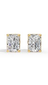 Radiant Cut Cubic Zirconia Stud Earrings in Sterling Silver <b>Rectangular</b> Solitaire <b>Basket</b> Set Fine Jewelry for Women - Product Image 2