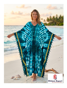 Vestido Kaftan Estampado Personalizado para Mujer, Corte Holgado, Ligero y Cómodo, Ropa de Playa Elegante de Verano, Fabricación Personalizada OEM ODM - Product Image 1