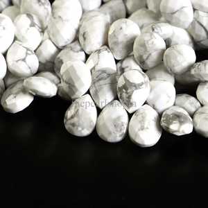 Natural Howlite Pear Shape Faceted <b>Beads</b> 8x11 To 9x12MM White Howlite Gemstone <b>Beads</b> For Jewelry Making Pear Briolette <b>Beads</b> - Product Image 1