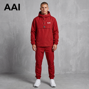 Conjunto Deportivo Ligero Resistente al Agua y al Viento para Hombre, Chaqueta con Capucha y Cierre de Media Cremallera, Corte Regular, Tejido de Poliéster - Product Image 1