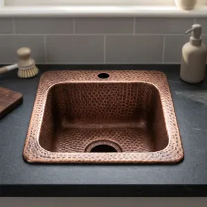Fregadero de Cobre Puro Martillado para Cocina y Baño, Acabado Antiguo, Lavabo de Cobre Hecho a Mano, Herramienta de Limpieza para Cocina - Product Image 3