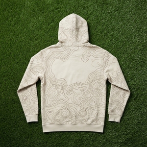Sweat-shirt à capuche pour homme en crème avec motif de lignes topographiques, poche kangourou, streetwear personnalisé - Product Image 6