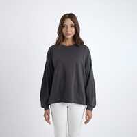 Sweat-shirt en jersey surdimensionné pour femmes |   T-shirt à manches longues et col rond avec épaules tombantes |   Solide, pailleté, extensible |   Charbon de menthe |   3XL |