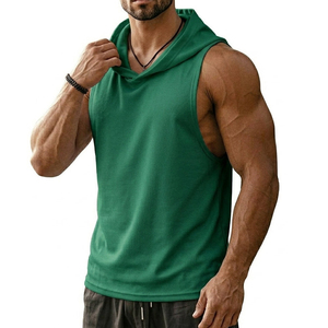 Débardeur à capuche sans manches personnalisable pour homme, en mélange de coton, vente en gros, pour la musculation, le fitness et l'entraînement - Product Image 4
