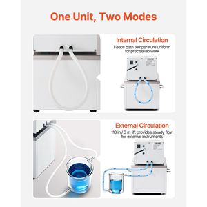 Bagno Termostatico a Olio Circolante da Laboratorio ad Alta Temperatura 6 L, 100 Celsius/212 Fahrenheit, Dispositivo Termostatico CE 0.05 - Product Image 4
