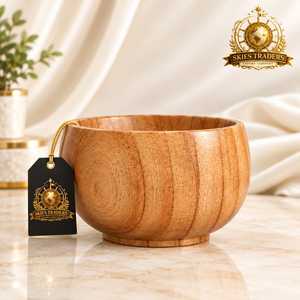 Bol en bois massif en forme de tonneau profond, plat à salade de fruits en bois d'acacia, ustensile de cuisine, vaisselle, plateau de service - Product Image 1