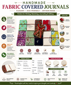 Handmade Fabric Covered <b>Journal</b> Cotton Cloth Bound Notebook Travel Diary Sketchbook <b>Writing</b> <b>Journal</b> Gift Wholesale - Product Image 6