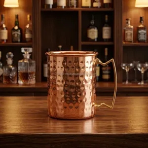 Jarra de Cerveza de Cobre Sólido con Asa de Latón, Recargable, Vaso Moderno para Bar, Hogar, Fiesta, Camping, Regalo - Product Image 2