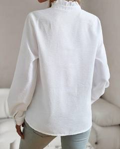 Blusas Elegantes de Primavera, Verano y Otoño para Mujer, Manga Corta, Cuello Camisero, Casual, Bordado, Decoración con Botones en la Parte Delantera - Product Image 5