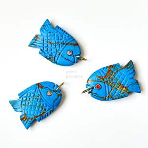 Colgante de Pez de Cobre Turquesa AAA, Collar de Plata 925 Hecho a Mano con Gema, Amuleto de Cristal Curativo Tallado a Mano, Joyería de Lujo de Moda - Product Image 5