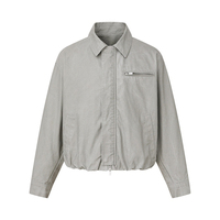 Nouvelle arrivée, veste de travail décontractée en toile avec logo personnalisé, col rabattu, fermeture éclair, style ouvrier vintage pour hommes