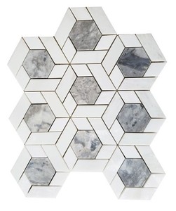 Mosaico de Mármol Blanco Lechoso con Flores Irregulares Pequeñas, Pulido, 10 mm de Grosor, Resistente al Agua, Ecológico, Moderno, para Paredes Interiores - Product Image 1